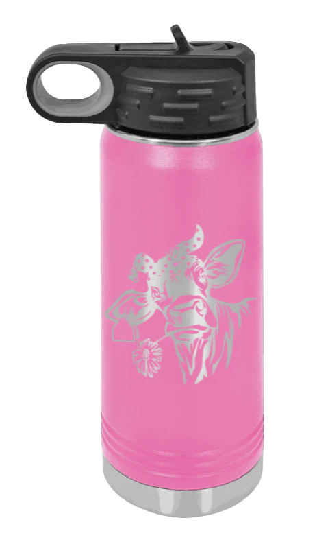 Cow With Bandana - 20oz Water Bottle Laser Engraved - Image 12