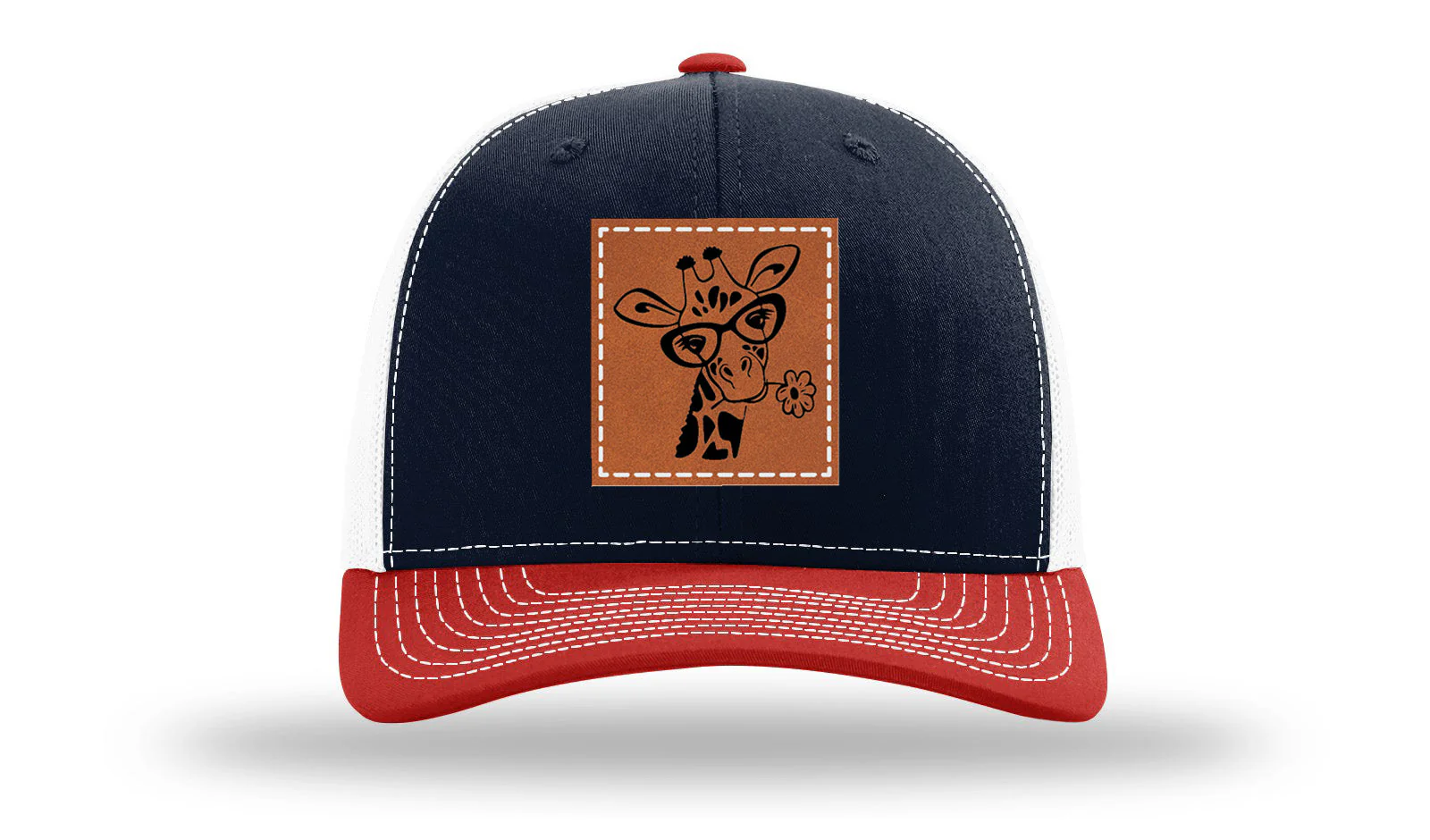 Giraffe with Daisy Leather Patch Richardson 112 Hat - Image 40