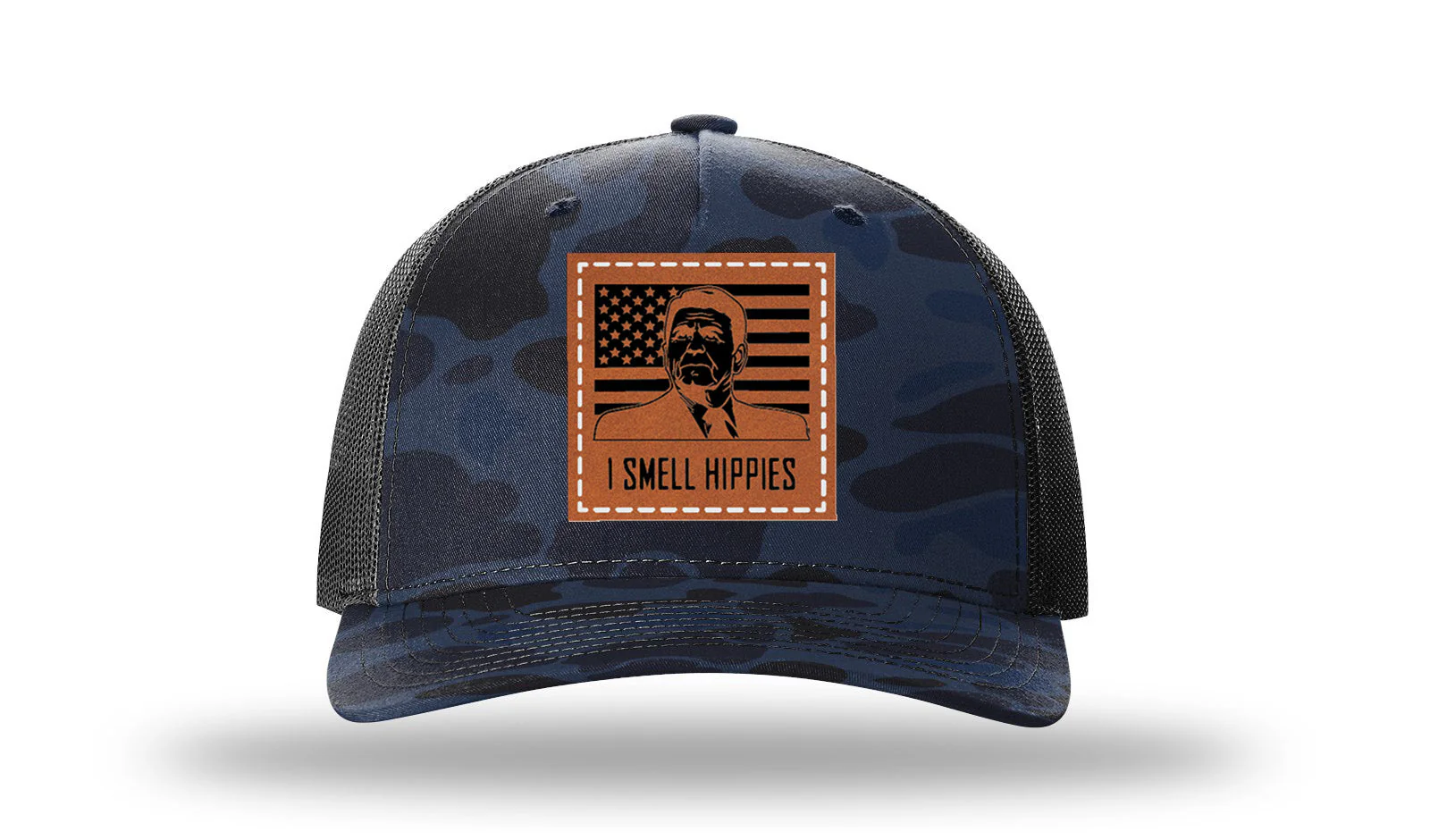 I Smell Hippies Leather Patch Richardson 112PFP Hat - Image 11