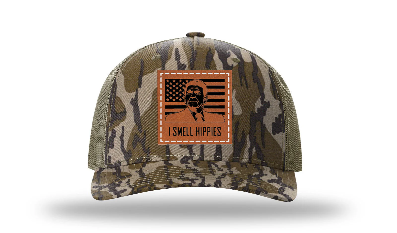 I Smell Hippies Leather Patch Richardson 112PFP Hat - Image 12
