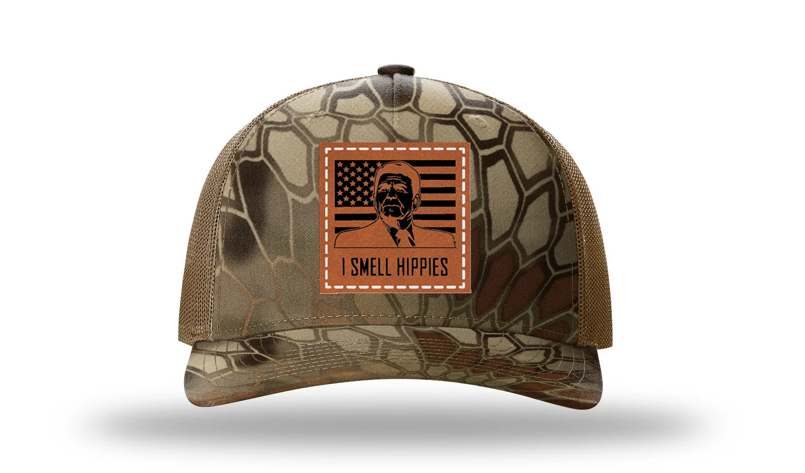 I Smell Hippies Leather Patch Richardson 112PFP Hat - Image 9