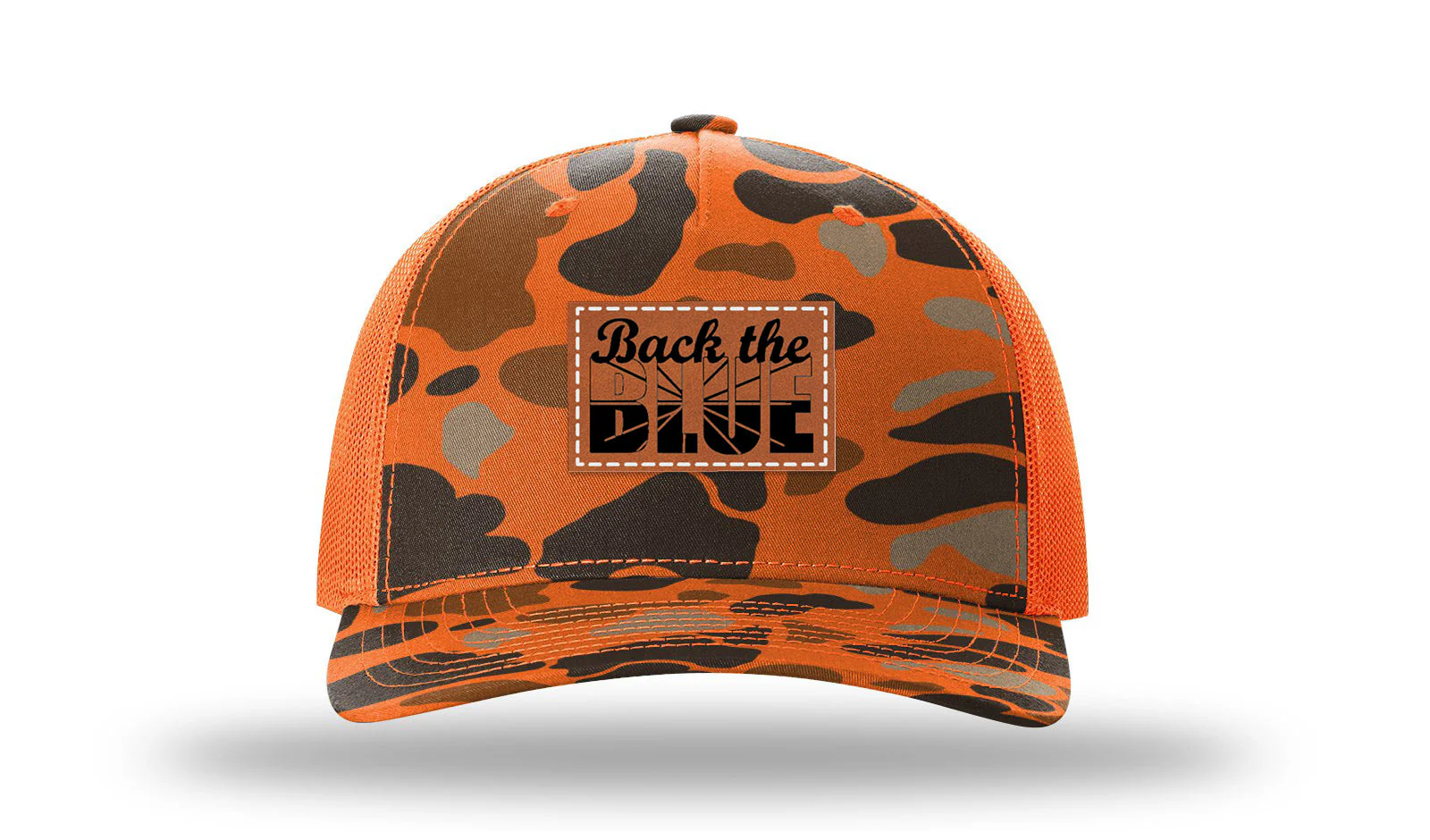 Back The Blue Leather Patch Richardson 112PFP Hat - Image 3