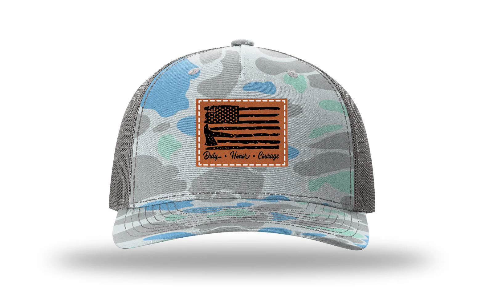 Firefighter Flag Leather Patch Richardson 112PFP Hat - Image 16